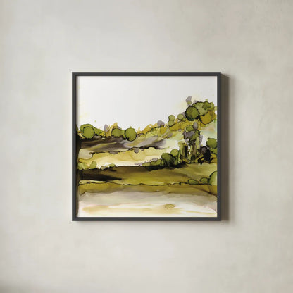 Greenscape II by Chris Paschke. Shown in a sleek black glass frame for a contemporary gallery look. Available as an archival giclee rolled canvas, fine art paper, or poster print. SKU 66751a.