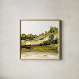 Greenscape II by Chris Paschke. Shown in a natural wood glass frame for a timeless modern aesthetic. Available as an archival giclee rolled canvas, fine art paper, or poster print. SKU 66751a.