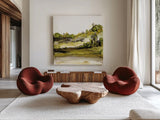Greenscape II by Chris Paschke. Shown as extra-large giant wall art in a modern living room. Available as an archival giclee rolled canvas, fine art paper, or poster print. SKU 66751a.