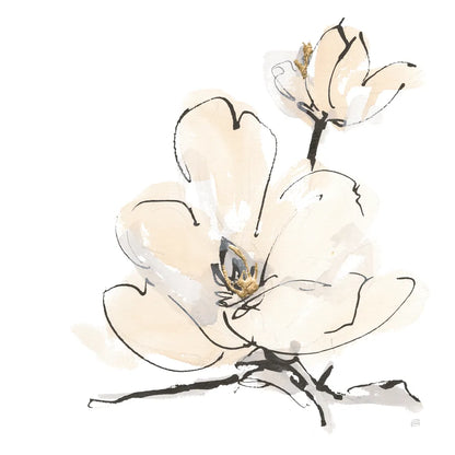 Greige Magnolias II by Chris Paschke. SKU 88345a. Archival Giclee Fine art print for wall decor.
