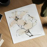Greige Magnolias III by Chris Paschke. Shown as a detailed flat fine art print, highlighting archival giclee quality. Available as an archival giclee rolled canvas, fine art paper, or poster print. SKU 88346a.