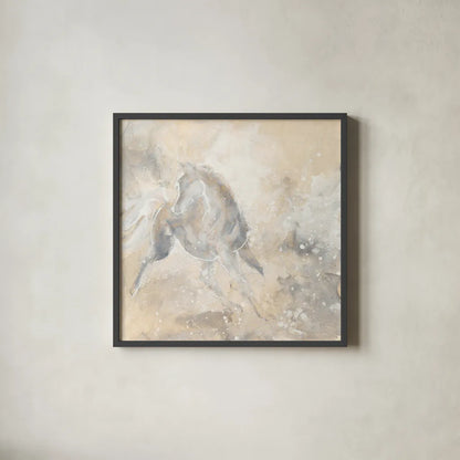 Grey Horse I by Chris Paschke. Shown in a sleek black glass frame for a contemporary gallery look. Available as an archival giclee rolled canvas, fine art paper, or poster print. SKU 37177a.