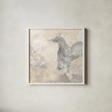 Grey Horse II by Chris Paschke. Shown in a crisp white glass frame for a clean and minimalist style. Available as an archival giclee rolled canvas, fine art paper, or poster print. SKU 37178a.