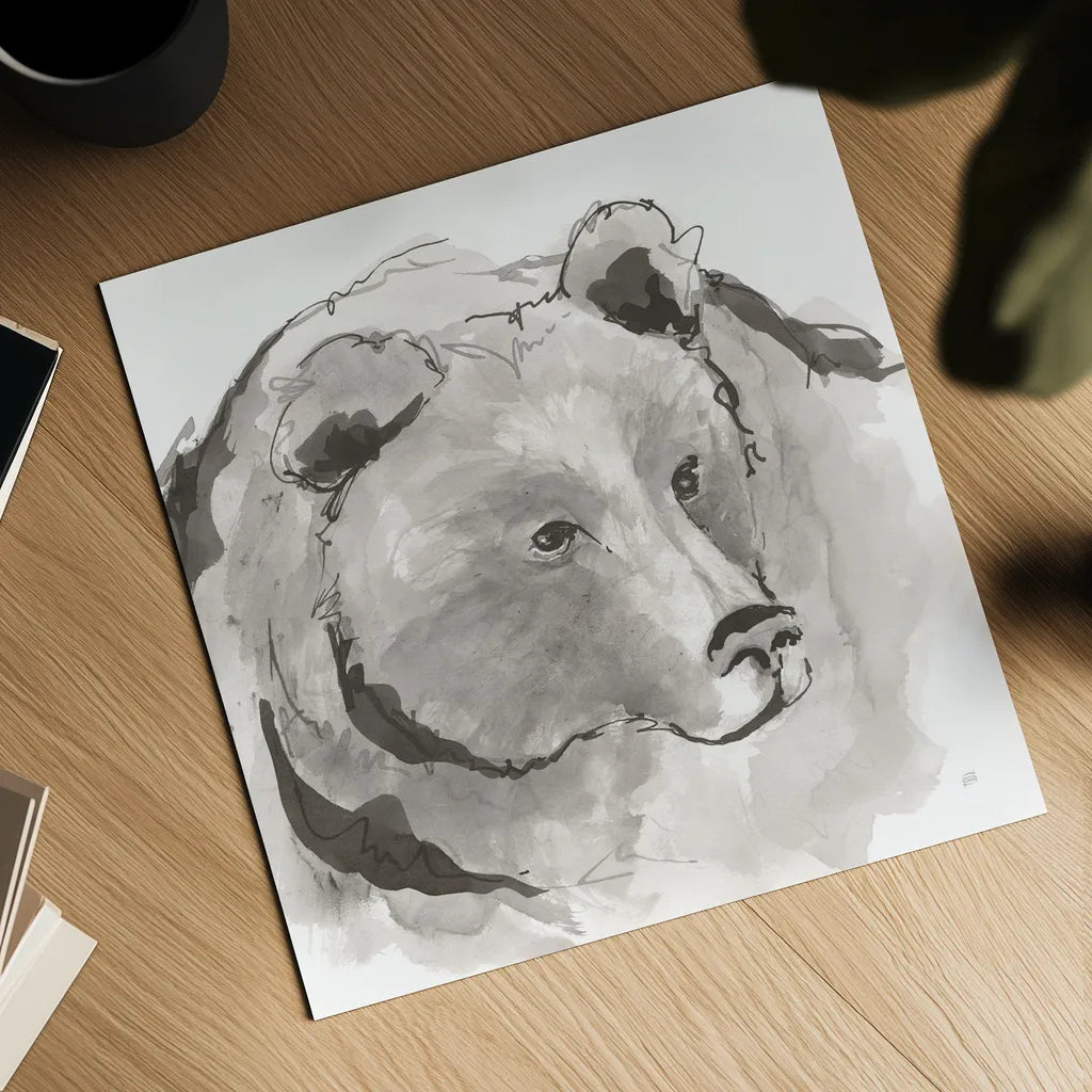 Grizzly I by Chris Paschke. Shown as a detailed flat fine art print, highlighting archival giclee quality. Available as an archival giclee rolled canvas, fine art paper, or poster print. SKU 85512a.