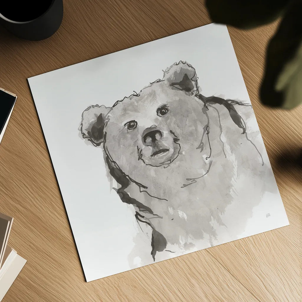 Grizzly II by Chris Paschke. Shown as a detailed flat fine art print, highlighting archival giclee quality. Available as an archival giclee rolled canvas, fine art paper, or poster print. SKU 85513a.