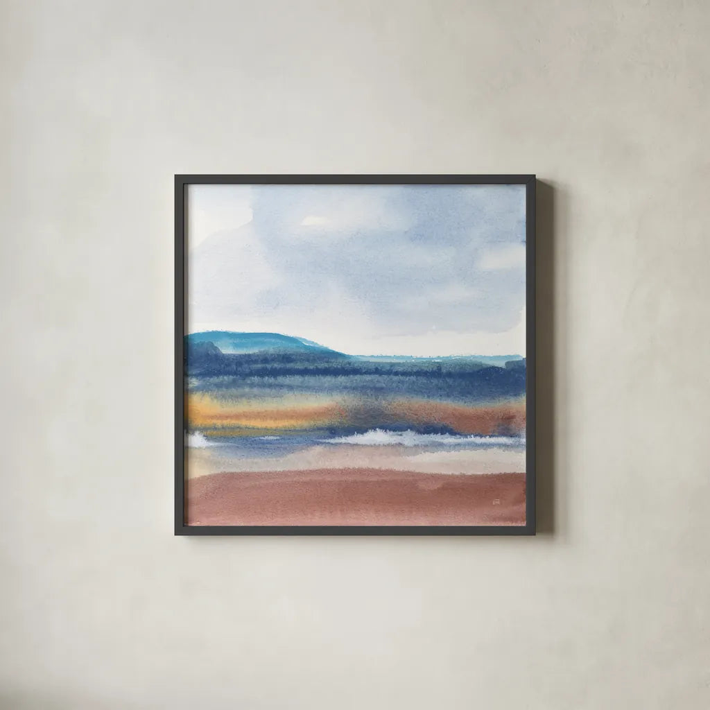 Grounded Rust I by Chris Paschke. Shown in a sleek black glass frame for a contemporary gallery look. Available as an archival giclee rolled canvas, fine art paper, or poster print. SKU 91462a.