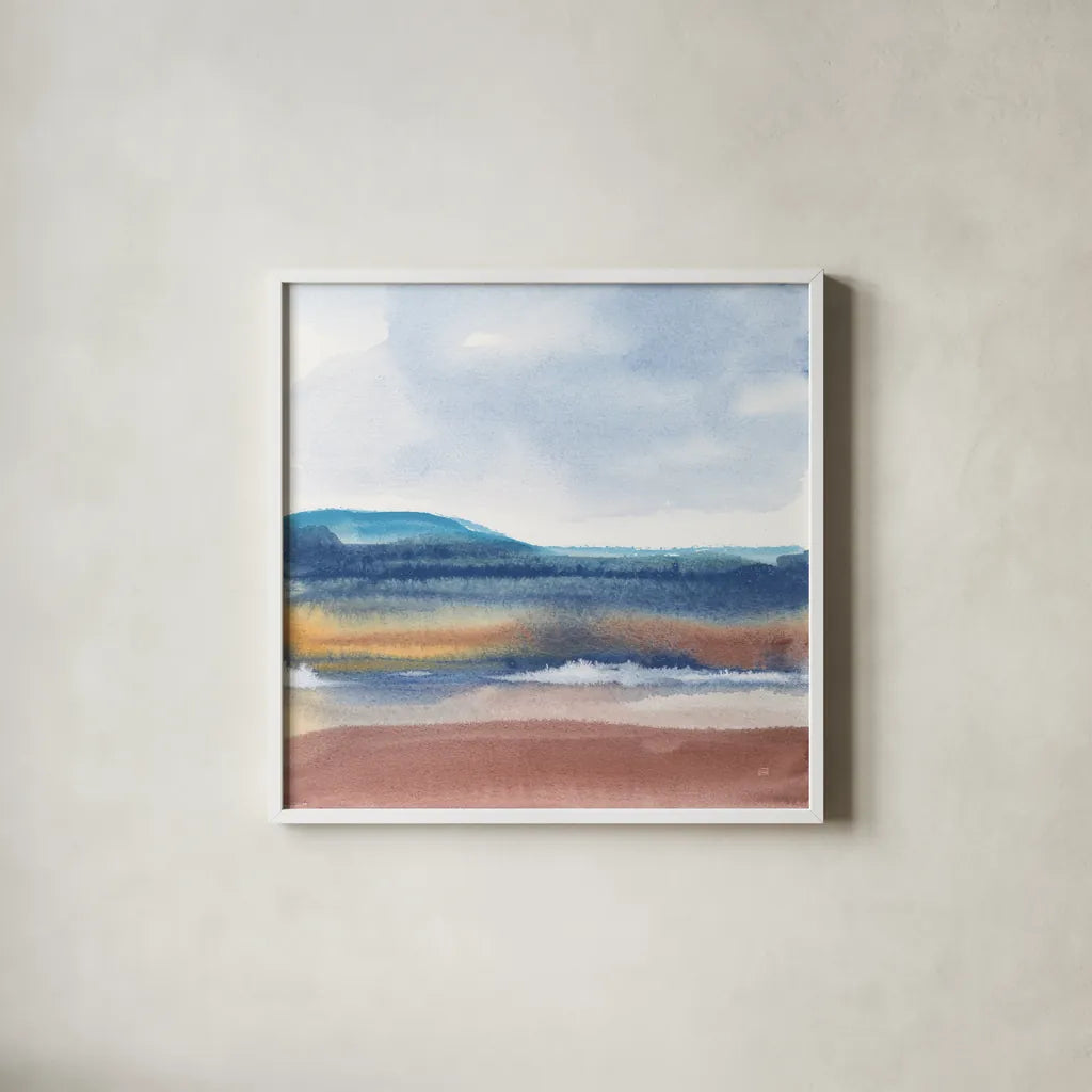 Grounded Rust I by Chris Paschke. Shown in a crisp white glass frame for a clean and minimalist style. Available as an archival giclee rolled canvas, fine art paper, or poster print. SKU 91462a.