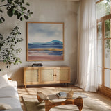 Grounded Rust II by Chris Paschke. Shown in a natural wood frame in a cozy modern living room. Available as an archival giclee rolled canvas, fine art paper, or poster print. SKU 91463a.