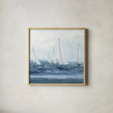 Group Sail I Crop by Chris Paschke. Shown in a natural wood glass frame for a timeless modern aesthetic. Available as an archival giclee rolled canvas, fine art paper, or poster print. SKU 73882a.