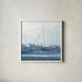 Group Sail I Crop by Chris Paschke. Shown in a crisp white glass frame for a clean and minimalist style. Available as an archival giclee rolled canvas, fine art paper, or poster print. SKU 73882a.