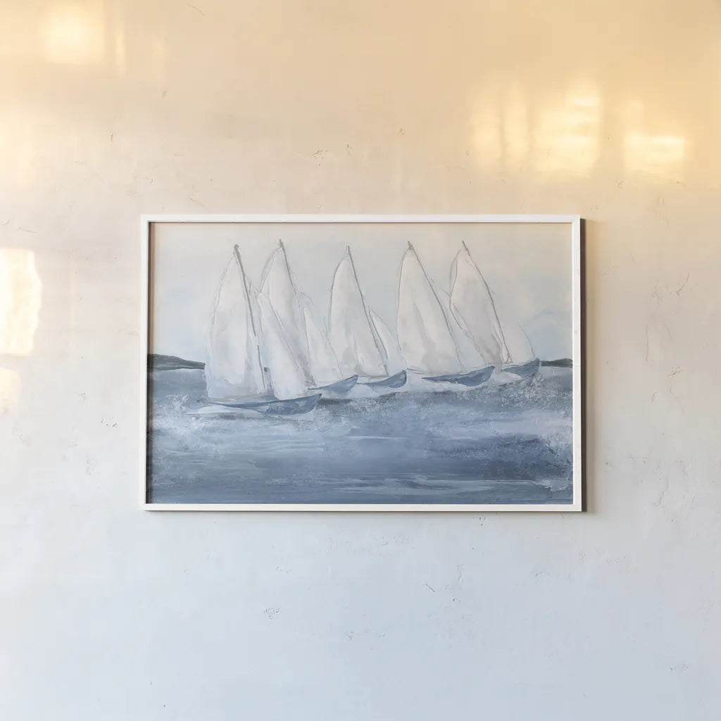 Group Sail II by Chris Paschke. shown as a paper print in a white frame. Available as a archival giclee rolled canvas, fine art paper, or poster print. SKU 73883i.