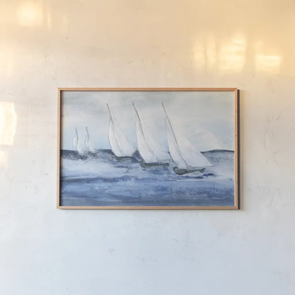 Group Sail IV by Chris Paschke. shown as a paper print in a natural frame. Available as a archival giclee rolled canvas, fine art paper, or poster print. SKU 73885i.
