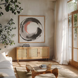 Hake Clay III by Chris Paschke. Shown in a natural wood frame in a cozy modern living room. Available as an archival giclee rolled canvas, fine art paper, or poster print. SKU 70667a.