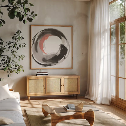 Hake Clay III by Chris Paschke. Shown in a natural wood frame in a cozy modern living room. Available as an archival giclee rolled canvas, fine art paper, or poster print. SKU 70667a.