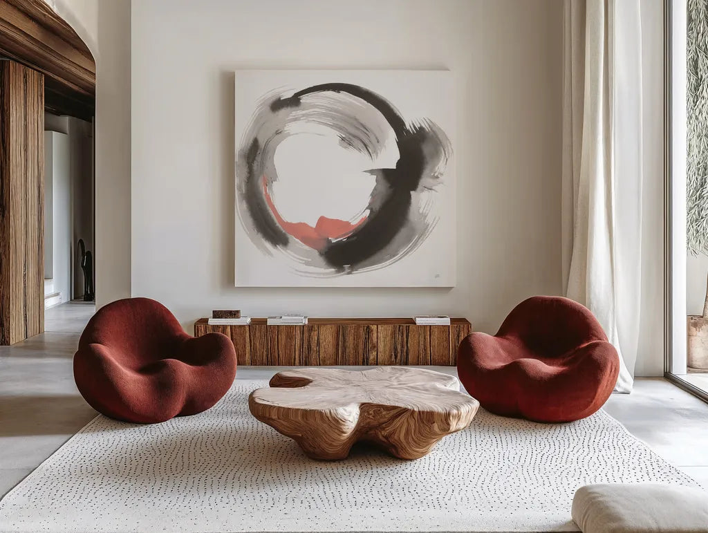 Hake Clay IV by Chris Paschke. Shown as extra-large giant wall art in a modern living room. Available as an archival giclee rolled canvas, fine art paper, or poster print. SKU 70668a.