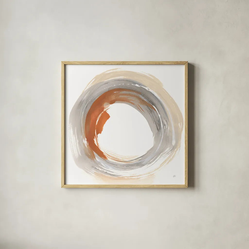 Hake Neutral IV by Chris Paschke. Shown in a natural wood glass frame for a timeless modern aesthetic. Available as an archival giclee rolled canvas, fine art paper, or poster print. SKU 70664a.