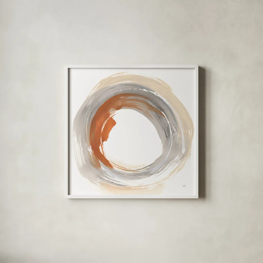 Hake Neutral IV by Chris Paschke. Shown in a crisp white glass frame for a clean and minimalist style. Available as an archival giclee rolled canvas, fine art paper, or poster print. SKU 70664a.