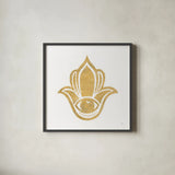 Hamsa II by Chris Paschke. Shown in a sleek black glass frame for a contemporary gallery look. Available as an archival giclee rolled canvas, fine art paper, or poster print. SKU 64651a.