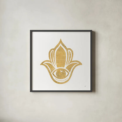 Hamsa II by Chris Paschke. Shown in a sleek black glass frame for a contemporary gallery look. Available as an archival giclee rolled canvas, fine art paper, or poster print. SKU 64651a.