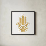 Hamsa III by Chris Paschke. Shown in a sleek black glass frame for a contemporary gallery look. Available as an archival giclee rolled canvas, fine art paper, or poster print. SKU 64652a.