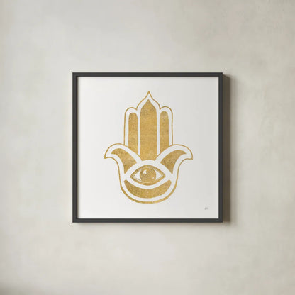 Hamsa III by Chris Paschke. Shown in a sleek black glass frame for a contemporary gallery look. Available as an archival giclee rolled canvas, fine art paper, or poster print. SKU 64652a.