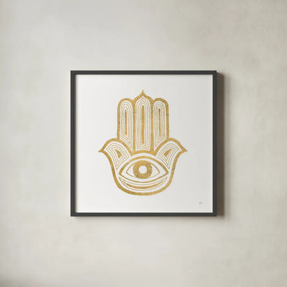 Hamsa IV by Chris Paschke. Shown in a sleek black glass frame for a contemporary gallery look. Available as an archival giclee rolled canvas, fine art paper, or poster print. SKU 64653a.