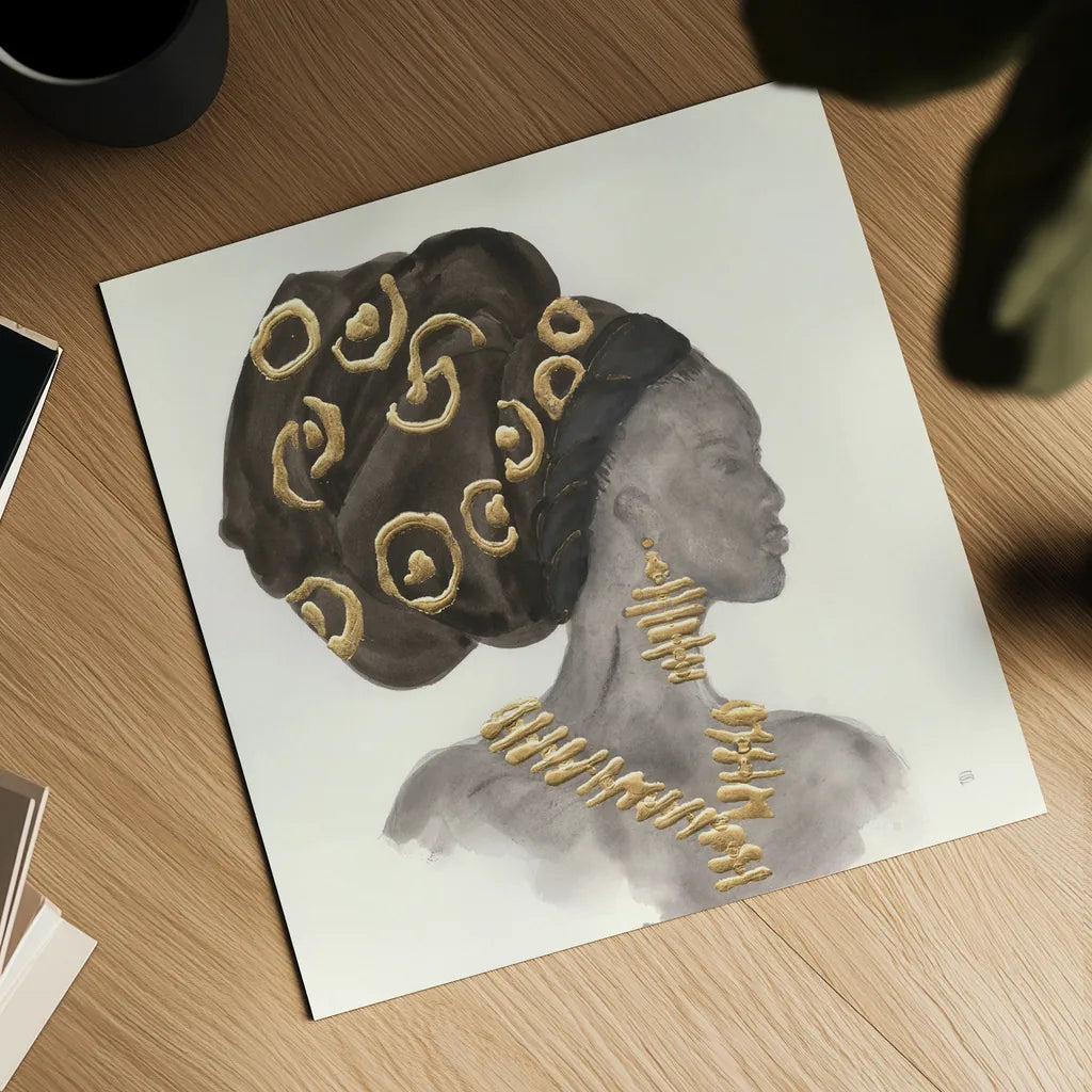 Headdress Beauty I by Chris Paschke. Shown as a detailed flat fine art print, highlighting archival giclee quality. Available as an archival giclee rolled canvas, fine art paper, or poster print. SKU 48016a.