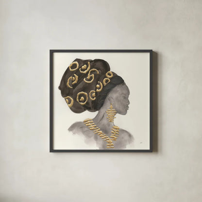 Headdress Beauty I by Chris Paschke. Shown in a sleek black glass frame for a contemporary gallery look. Available as an archival giclee rolled canvas, fine art paper, or poster print. SKU 48016a.