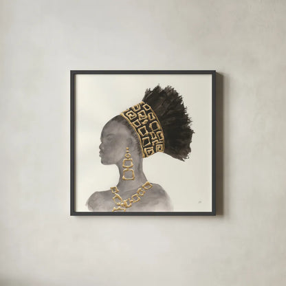 Headdress Beauty II by Chris Paschke. Shown in a sleek black glass frame for a contemporary gallery look. Available as an archival giclee rolled canvas, fine art paper, or poster print. SKU 48017a.