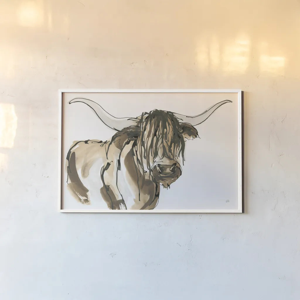 Highlander I by Chris Paschke. shown as a paper print in a white frame. Available as a archival giclee rolled canvas, fine art paper, or poster print. SKU 53318i.