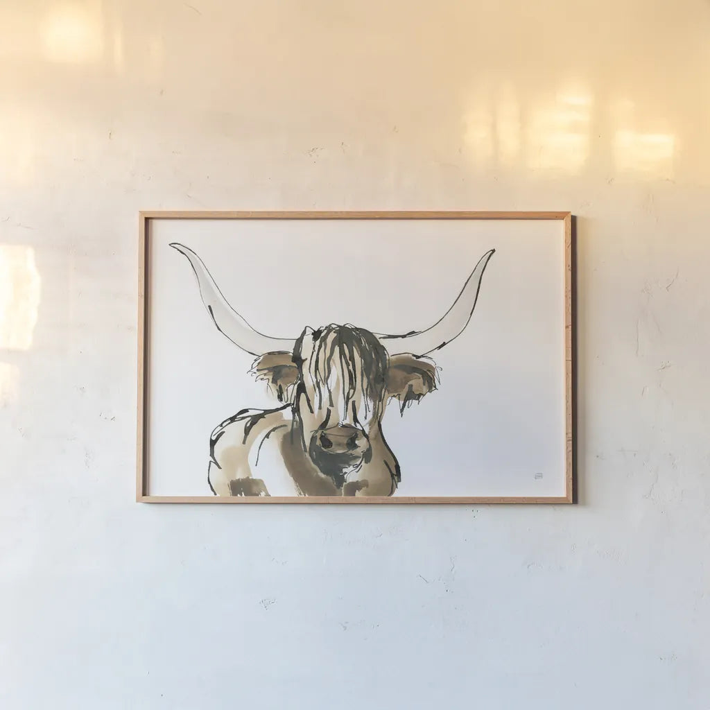 Highlander II by Chris Paschke. shown as a paper print in a natural frame. Available as a archival giclee rolled canvas, fine art paper, or poster print. SKU 53319i.