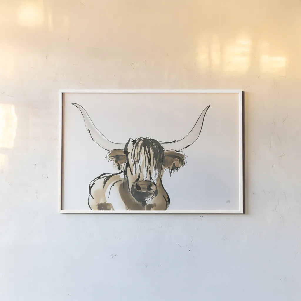 Highlander II by Chris Paschke. shown as a paper print in a white frame. Available as a archival giclee rolled canvas, fine art paper, or poster print. SKU 53319i.