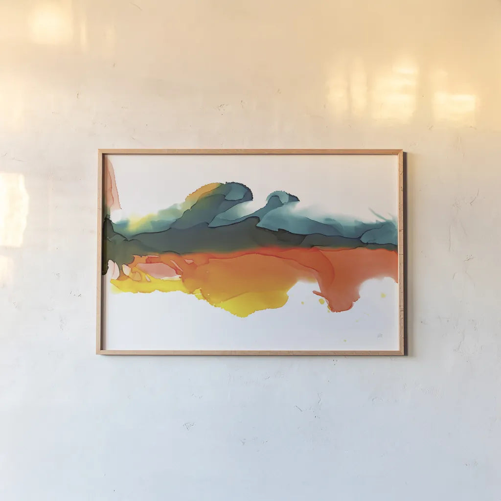 Hills by Chris Paschke. shown as a paper print in a natural frame. Available as a archival giclee rolled canvas, fine art paper, or poster print. SKU 65426i.