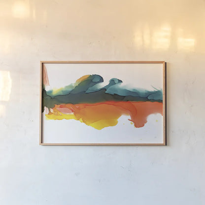 Hills by Chris Paschke. shown as a paper print in a natural frame. Available as a archival giclee rolled canvas, fine art paper, or poster print. SKU 65426i.