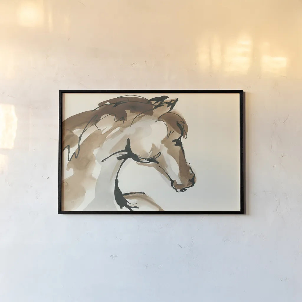 Horse Head I by Chris Paschke. shown as a paper print in a black flame. Available as a archival giclee rolled canvas, fine art paper, or poster print. SKU 49929i.