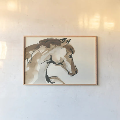 Horse Head I by Chris Paschke. shown as a paper print in a natural frame. Available as a archival giclee rolled canvas, fine art paper, or poster print. SKU 49929i.