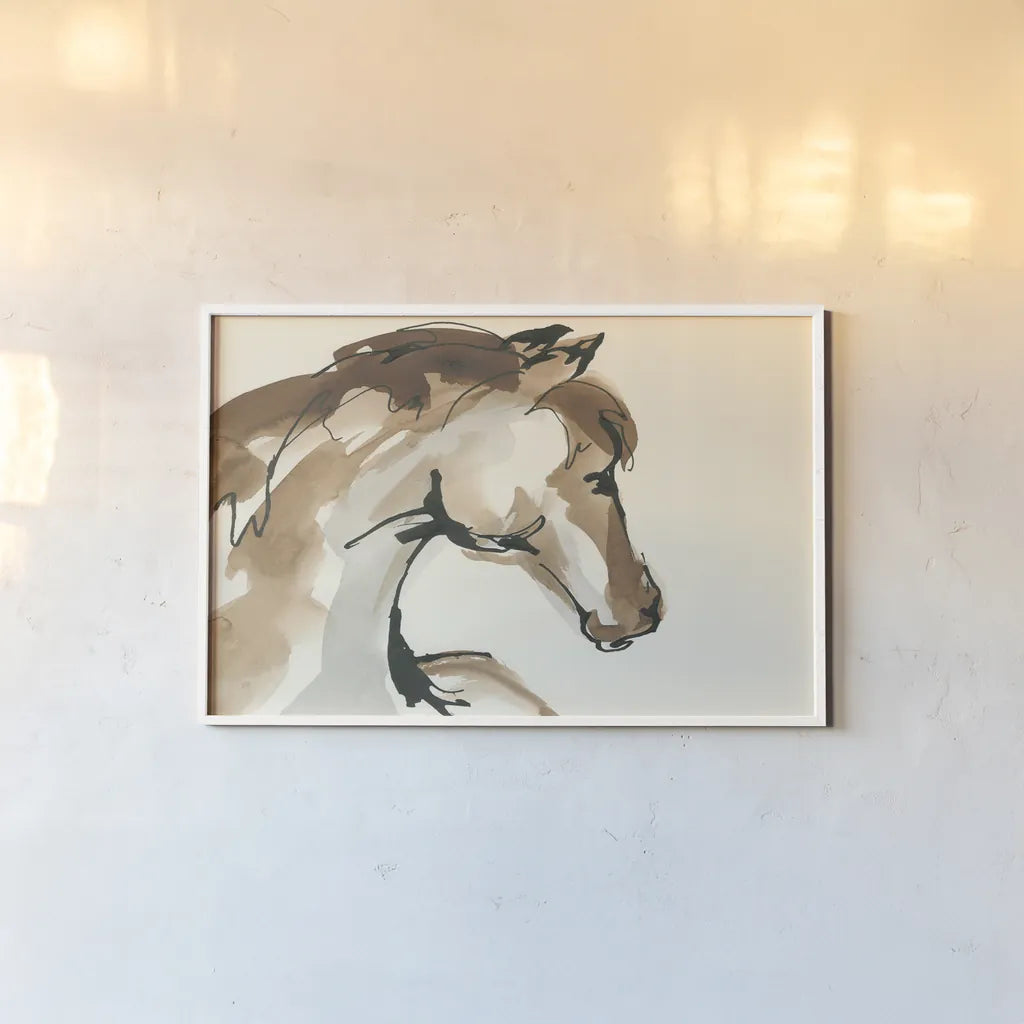Horse Head I by Chris Paschke. shown as a paper print in a white frame. Available as a archival giclee rolled canvas, fine art paper, or poster print. SKU 49929i.