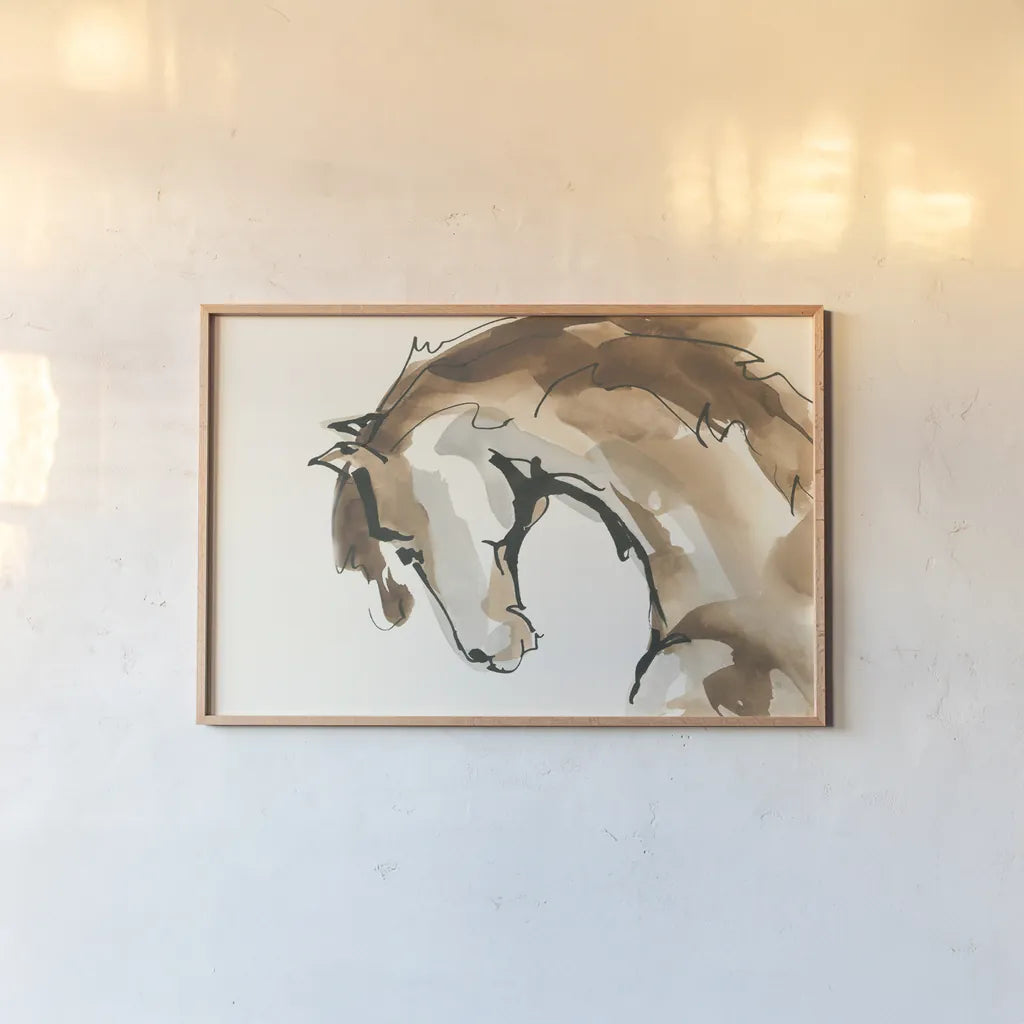Horse Head II by Chris Paschke. shown as a paper print in a natural frame. Available as a archival giclee rolled canvas, fine art paper, or poster print. SKU 49930i.