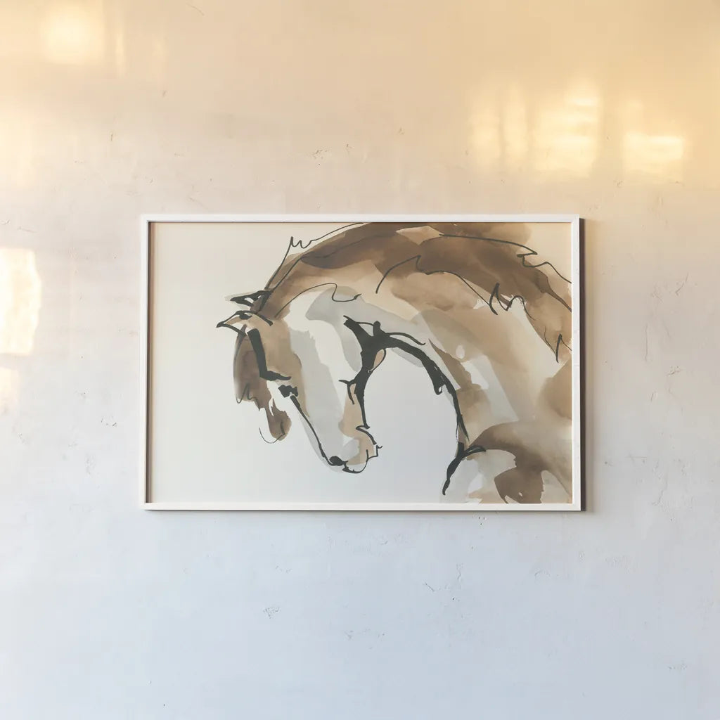 Horse Head II by Chris Paschke. shown as a paper print in a white frame. Available as a archival giclee rolled canvas, fine art paper, or poster print. SKU 49930i.
