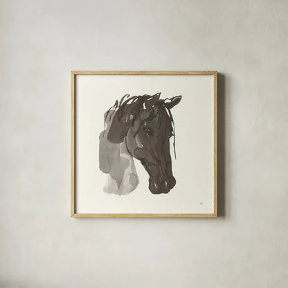 Horse Portrait I by Chris Paschke. Shown in a natural wood glass frame for a timeless modern aesthetic. Available as an archival giclee rolled canvas, fine art paper, or poster print. SKU 62498a.