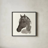 Horse Portrait II by Chris Paschke. Shown in a sleek black glass frame for a contemporary gallery look. Available as an archival giclee rolled canvas, fine art paper, or poster print. SKU 62499a.