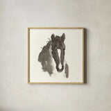 Horse Portrait III by Chris Paschke. Shown in a natural wood glass frame for a timeless modern aesthetic. Available as an archival giclee rolled canvas, fine art paper, or poster print. SKU 62500a.