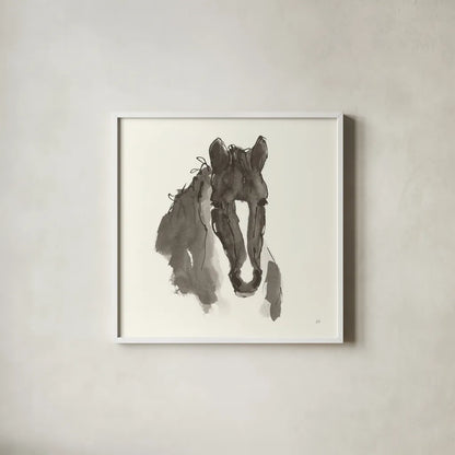 Horse Portrait III by Chris Paschke. Shown in a crisp white glass frame for a clean and minimalist style. Available as an archival giclee rolled canvas, fine art paper, or poster print. SKU 62500a.