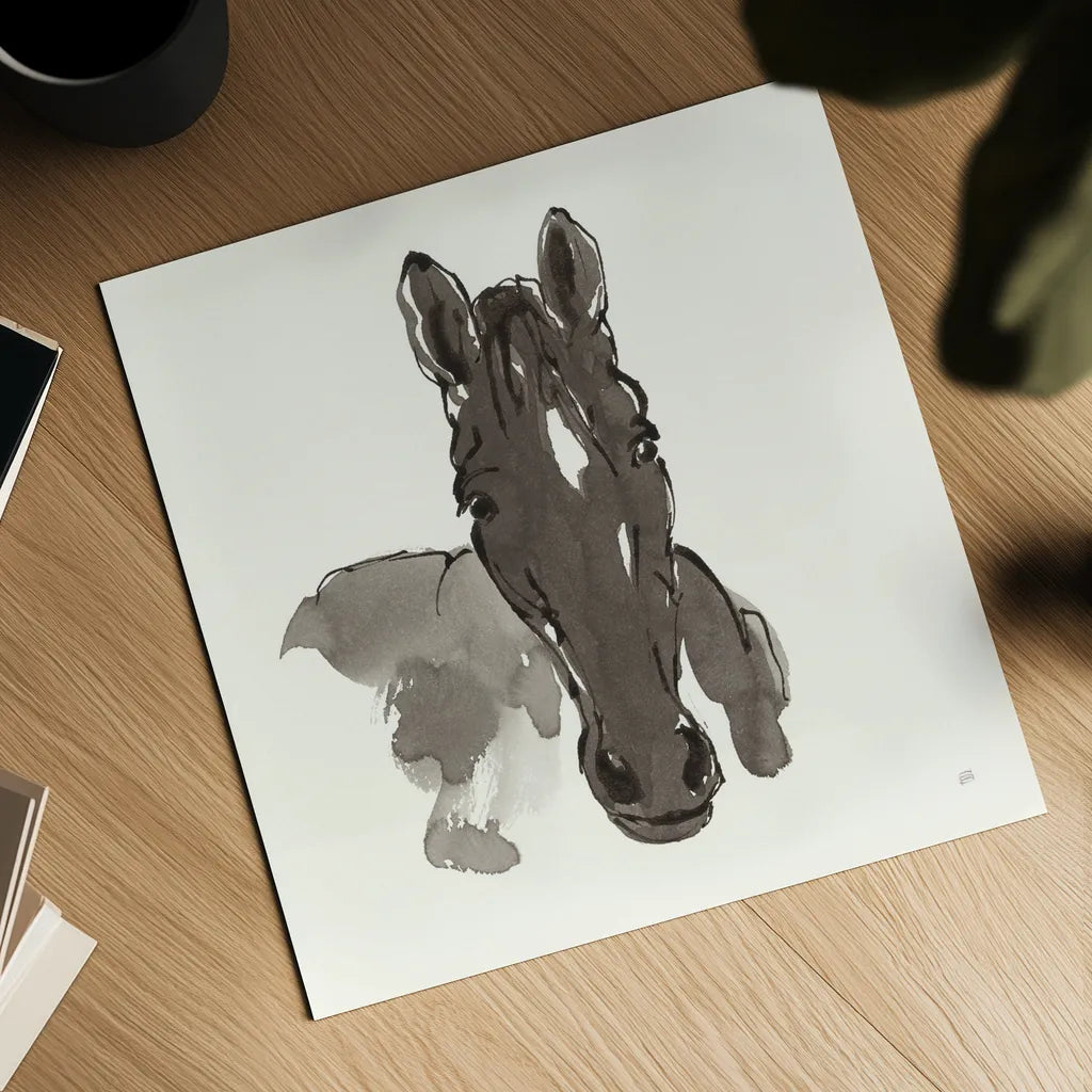 Horse Portrait IV by Chris Paschke. Shown as a detailed flat fine art print, highlighting archival giclee quality. Available as an archival giclee rolled canvas, fine art paper, or poster print. SKU 62501a.