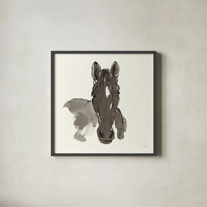 Horse Portrait IV by Chris Paschke. Shown in a sleek black glass frame for a contemporary gallery look. Available as an archival giclee rolled canvas, fine art paper, or poster print. SKU 62501a.
