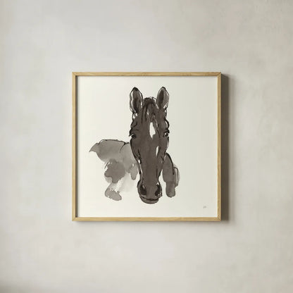 Horse Portrait IV by Chris Paschke. Shown in a natural wood glass frame for a timeless modern aesthetic. Available as an archival giclee rolled canvas, fine art paper, or poster print. SKU 62501a.
