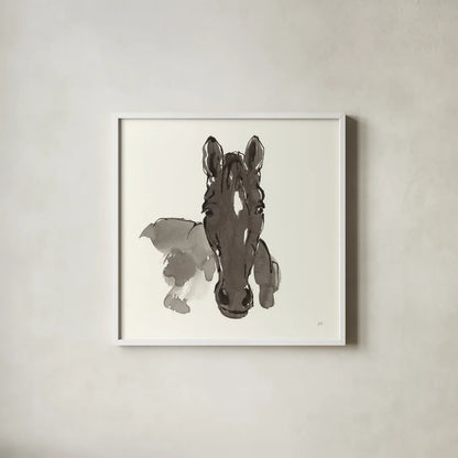 Horse Portrait IV by Chris Paschke. Shown in a crisp white glass frame for a clean and minimalist style. Available as an archival giclee rolled canvas, fine art paper, or poster print. SKU 62501a.
