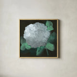 Hydrangea I by Chris Paschke. Shown in a natural wood glass frame for a timeless modern aesthetic. Available as an archival giclee rolled canvas, fine art paper, or poster print. SKU 80803a.