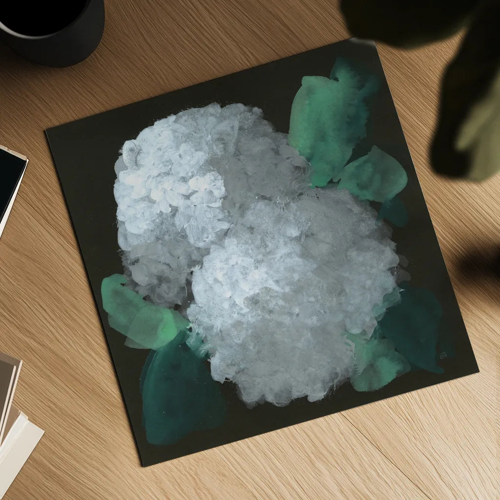 Hydrangea II by Chris Paschke. Shown as a detailed flat fine art print, highlighting archival giclee quality. Available as an archival giclee rolled canvas, fine art paper, or poster print. SKU 80804a.