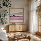 Iced Sherbetscape I by Chris Paschke. Shown in a natural wood frame in a cozy modern living room. Available as an archival giclee rolled canvas, fine art paper, or poster print. SKU 81894a.